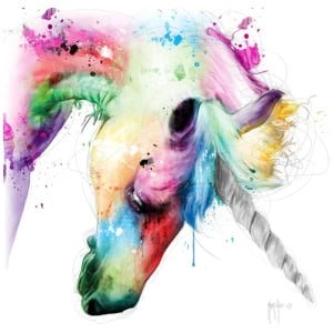 een schilderij van een kleurrijk paardenhoofd