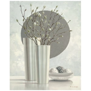 een schilderij van een vaas met bloemen erin