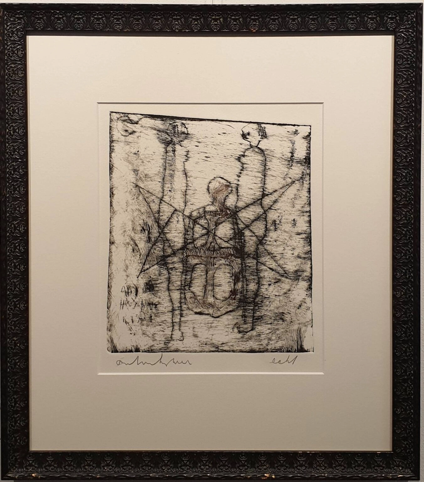 een zwart-wit tekening van een man in een pak