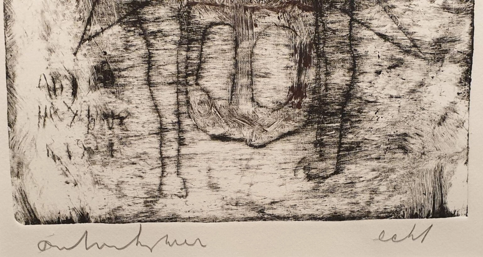 een zwart-wit tekening van een boomstam