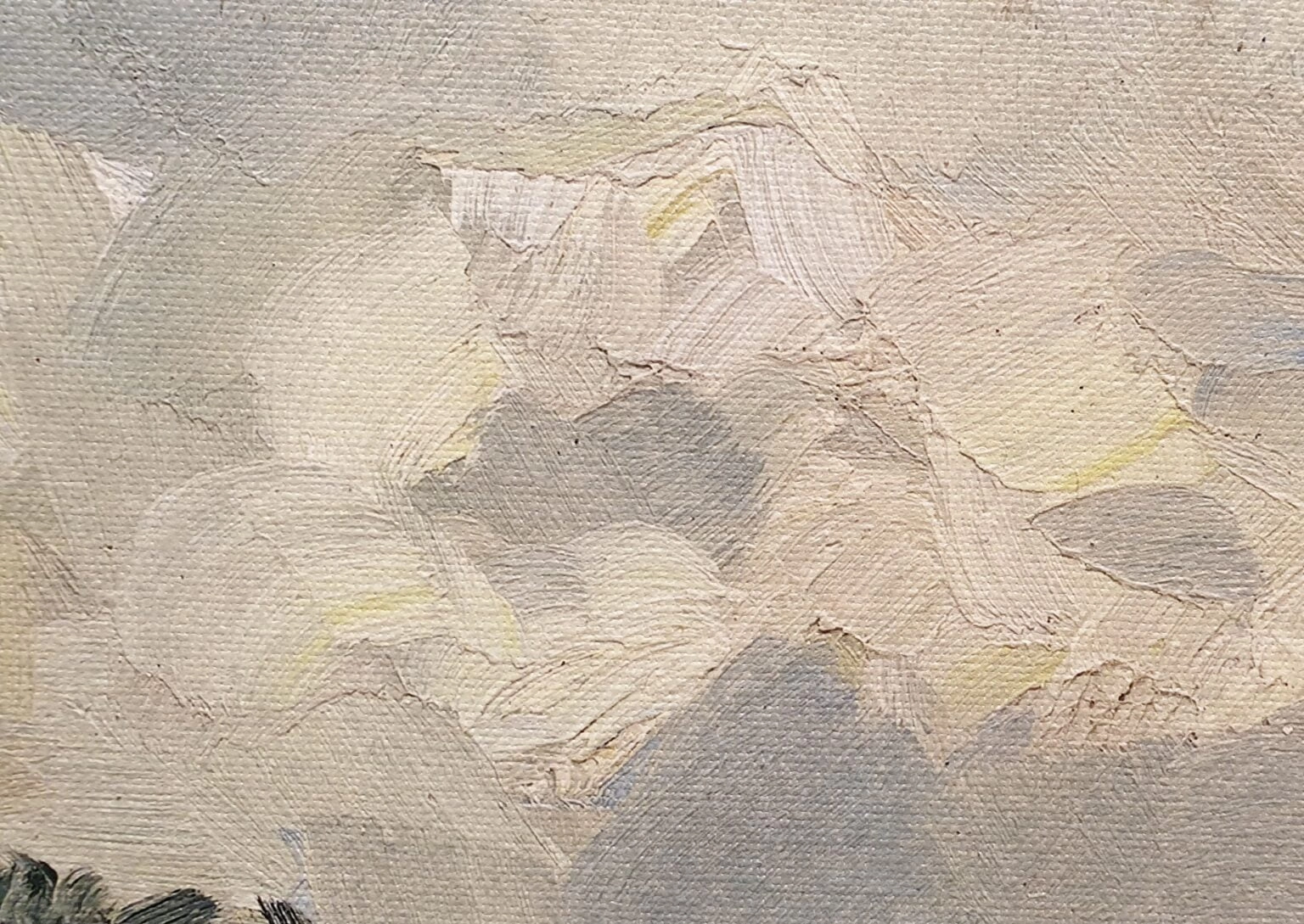 een olieverfschilderij van een koe in een veld