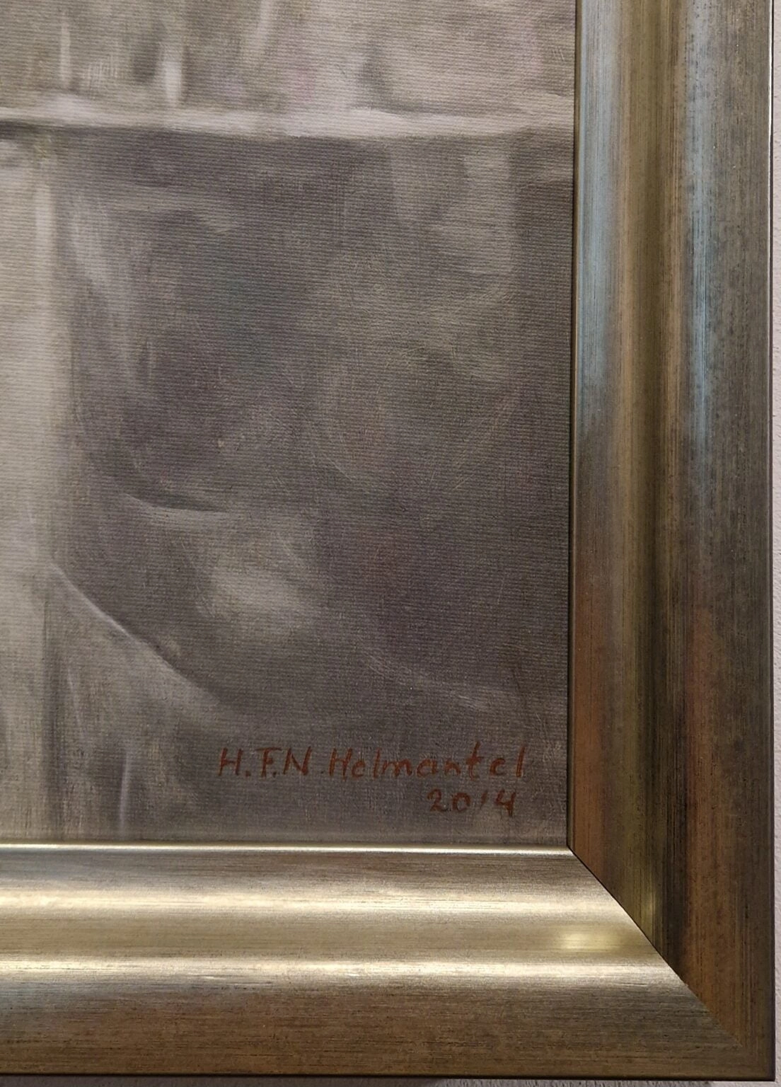 Henk Helmantel, Stilleven met granaatappels op Chinese schaal, detail LH licht