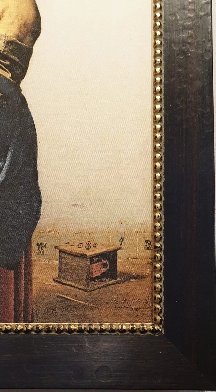 een schilderij van een man met een helm op zijn hoofd