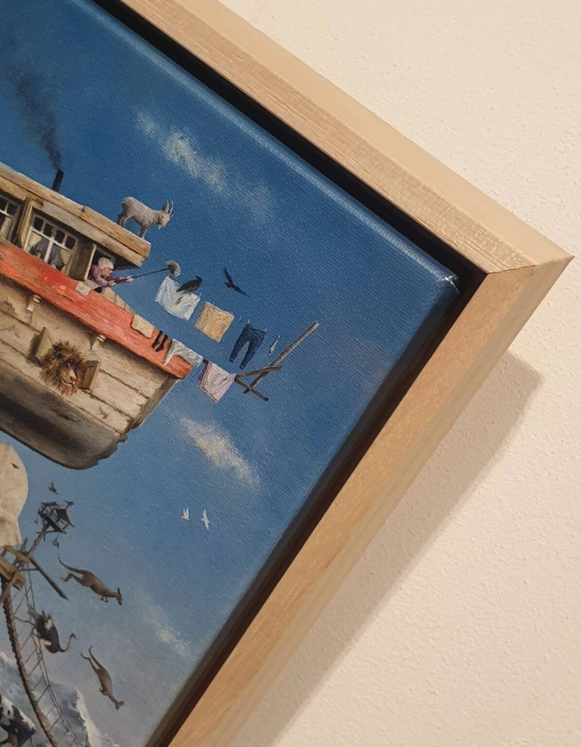 een schilderij van een boot met mensen erop