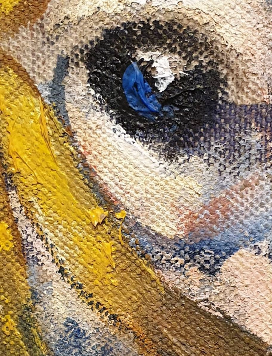 een close-up van een schilderij van iemands oog