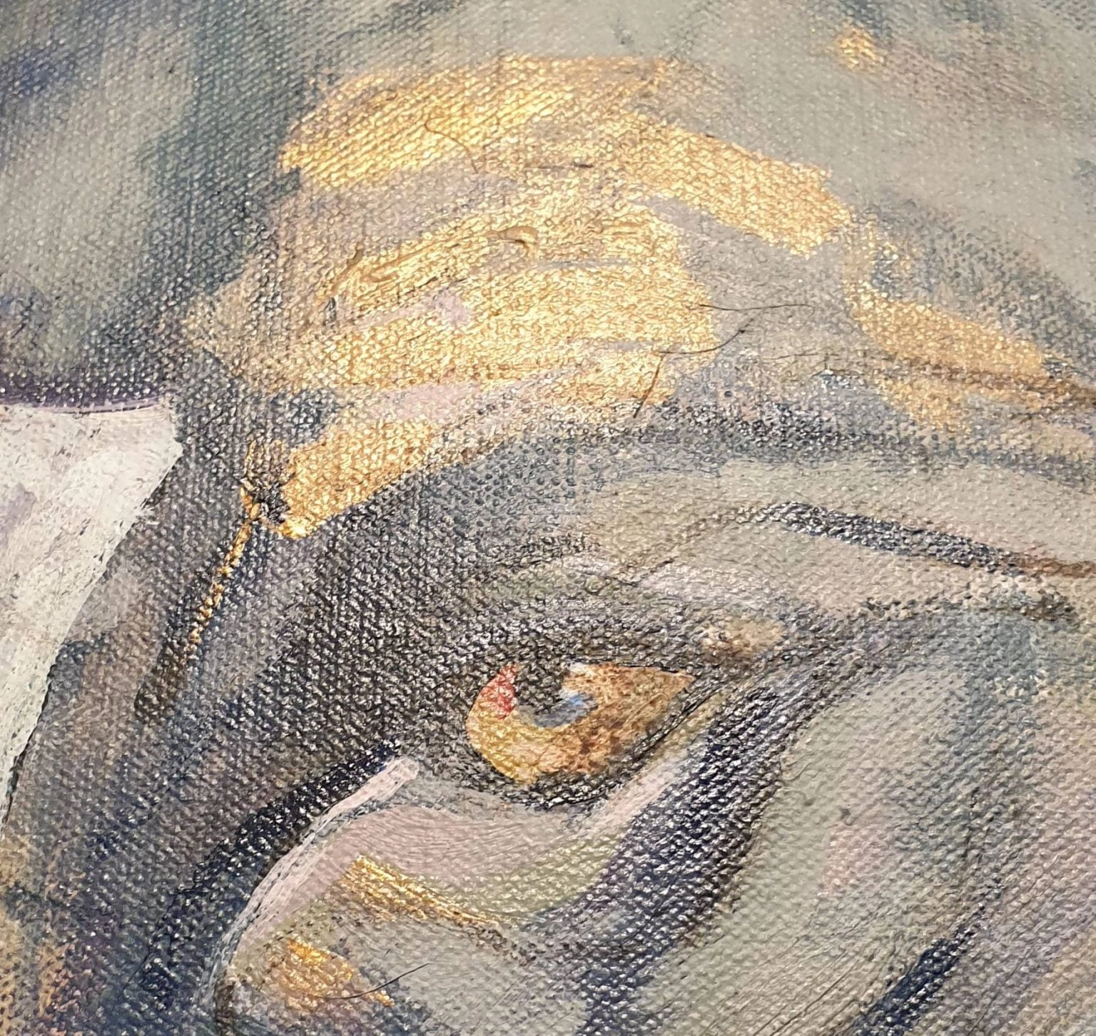 een olieverfschilderij van een baby in een autostoeltje