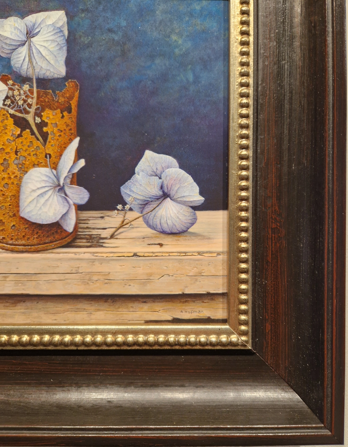 Ad Hofman, Blikje met hortensia's, detail LH
