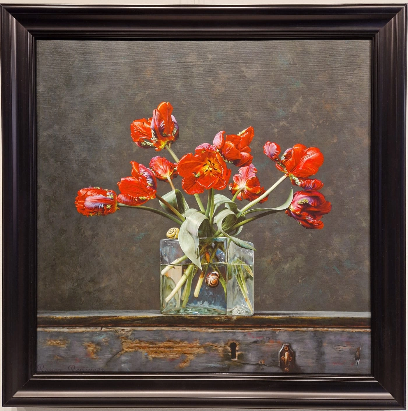 Roman Reisinger, Stilleven met papagaaitulpen, V