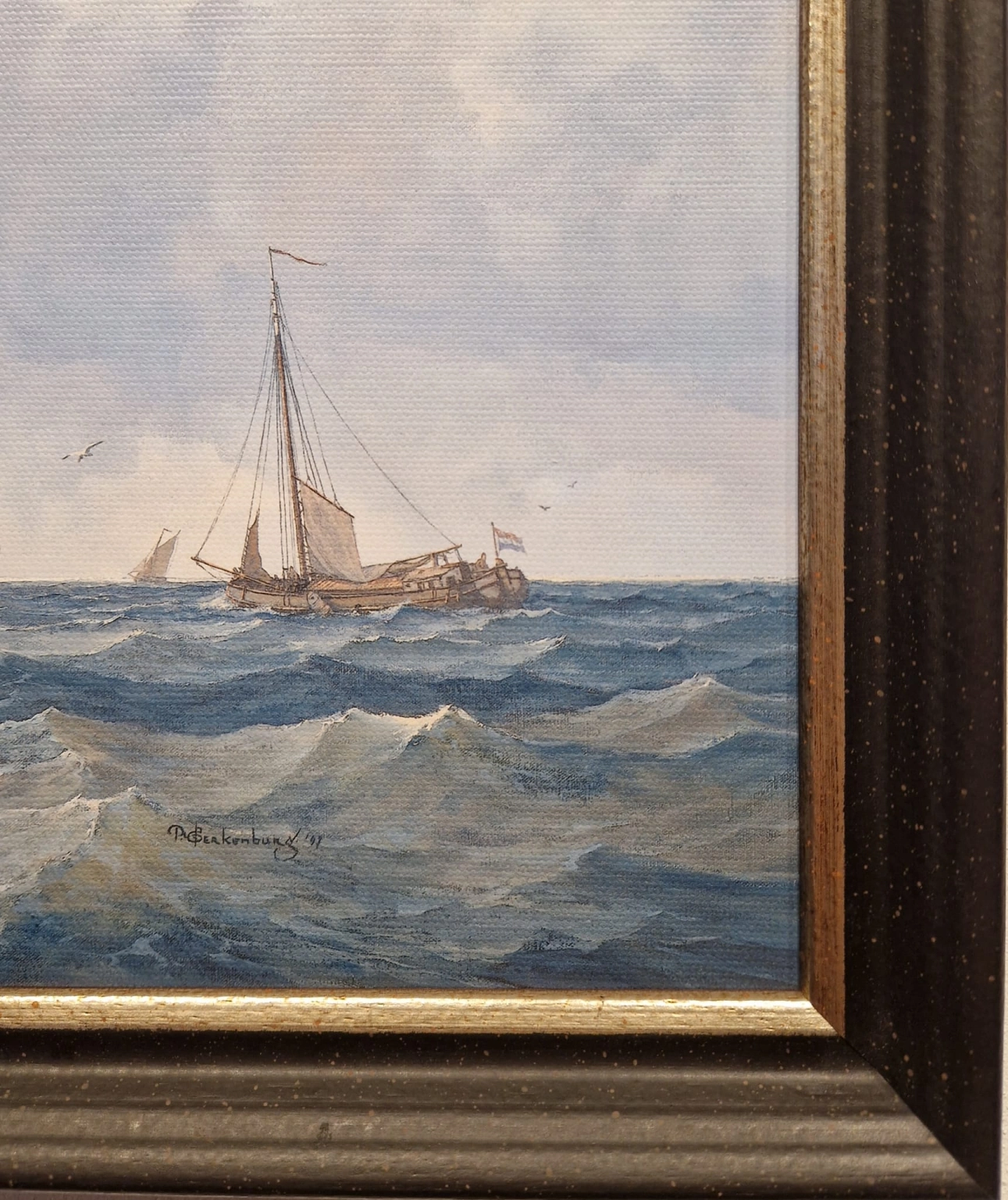 Peter J. Sterkenburg, Zeilschepen voor een haveningang, detail LH