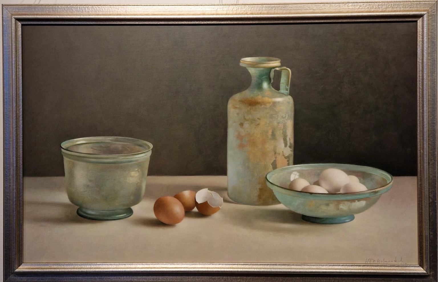 Henk Helmantel, Stilleven met Romeins glas en eieren, V