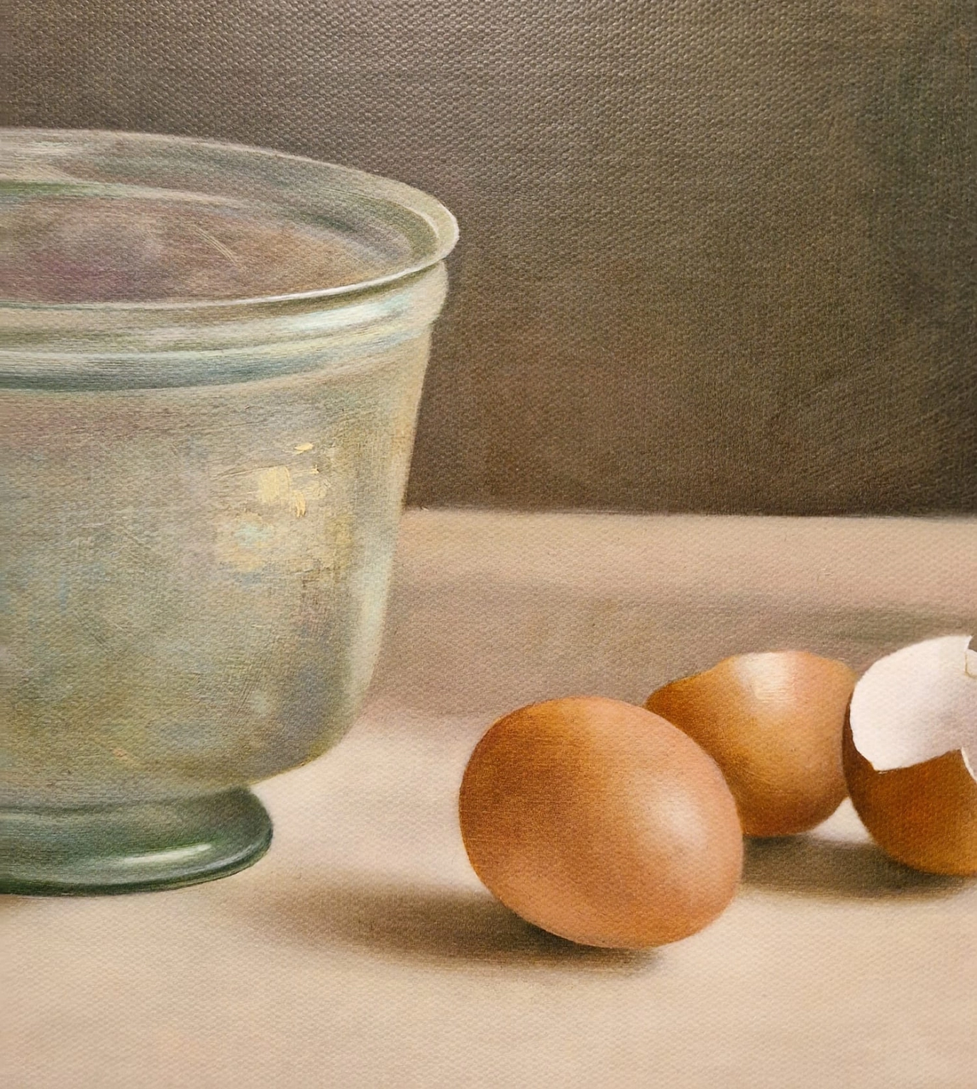Henk Helmantel, Stilleven met Romeins glas en eieren, detail GI
