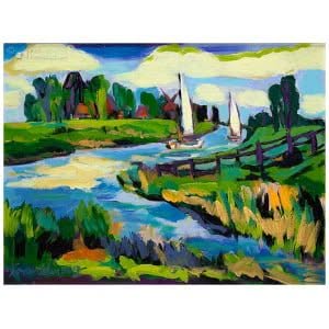 Zeilbootjes in landschap
