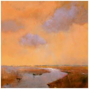 een schilderij van boten die in het water drijven